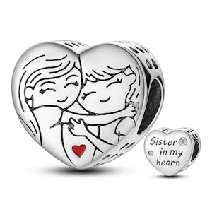 Sister in My Heart Bracelet Charm for Pandora, 925 Sterling Silver Charm for Women, Charm Jewelry, Love Charm Accessories, Gift for Sister