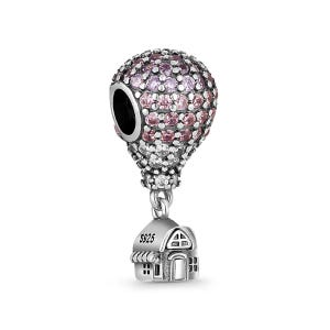 Pandora Sparkling Balloon Tied House Charm, 925 Sterling Silver Charm for Women, Stylish Women&#39;s Jewelry, Gift for Her