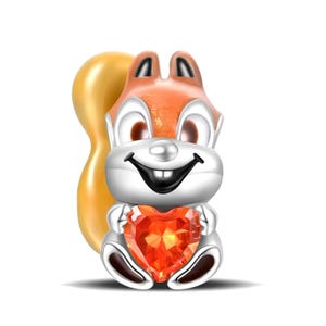 Silver Pandora Squirrel Charm, 925 Sterling Silver Bracelet Charm, Animal Themed Cute Women&#39;s Jewelry, Gift for Squirrel Lovers and Her