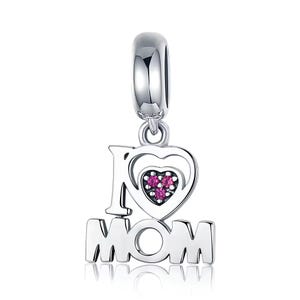 Pandora I Love Mom Dangle Charm, 925 Sterling Silver Charm for Bracelet, Jewelry Gift for Mother&#39;s Day