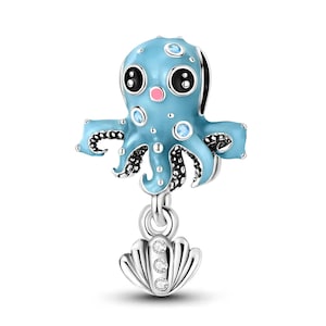 Pandora Octopus and Oyster Bracelet Charm, 925 Sterling Silver Charm, Women Accessories, Charm Jewelry Gift for Her and Sister