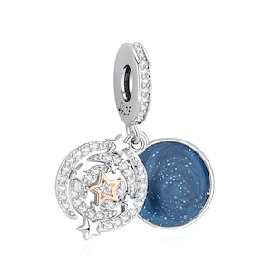 Pandora Falling Star Bracelet Charm, S925 Silver Charm for Women, Charm Jewelry, Dangle Blue and Silver Pendant, Gift for Girlfriend