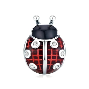 Pandora Ladybird Charm, 925 Sterling Silver Charm for Bracelet, Animal Themed Women&#39;s Jewelry, Ladybird Red Charm, Jewelry Gift for Her