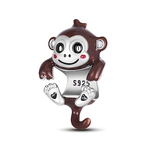 Pandora Sweet Monkey Charm, 925 Sterling Silver Charm for Bracelet, Animal Themed Women&#39;s Jewelry, Cute Jewelry Gift for Her