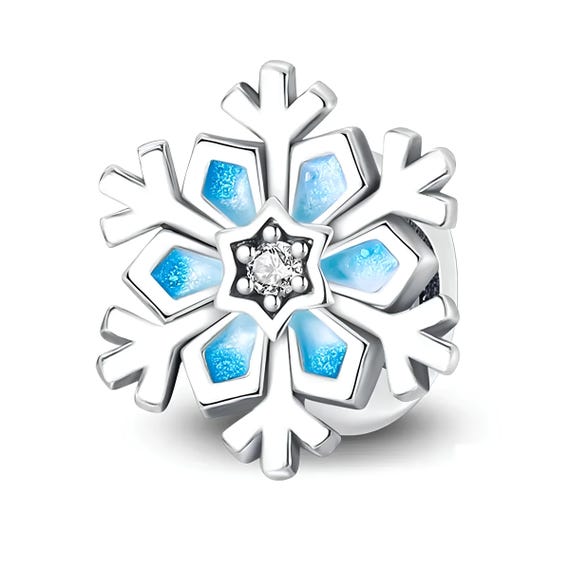 Pandora Snowflake Charm, 925 Sterling Silver Charm for Women, Winter Themed  Bracelet Charm, Blue Snowflake Pandora Charm, Gift for Her