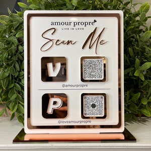 Custom 8x10 QR Code Sign with Engraved Logo, Double-Layered Acrylic Business Sign