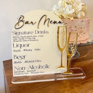 Wedding Bar Sign Menu| Custom Acrylic Bar Signage| Champagne Flute Bar Sign| Event Bar Menu| Acrylic Bar Menu| Acrylic Signs