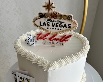 Las Vegas Wedding Cake Topper - Acrylic Casino Theme Decor