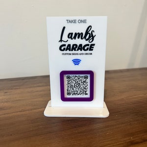 Multifunktions QR-Code, NFC-Tag, Logo, Visitenkartenhalter Schild | Mini QR-Code Schild | Acryl Business Schild | Zahlungsmittel-Zeichen | Soziales Zeichen