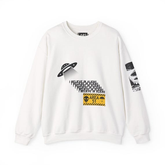 Area 51 Alien Conspiracy Sweatshirt Unisex UFO Enthusiast Gift Funny Sci Fi Pullover Extraterrestrial Theorist Apparel