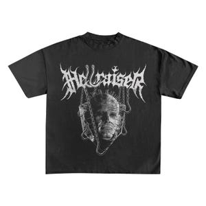 Maglietta unisex oversize squadrata ispirata a Hellraiser, stile retrò anni '90, nera