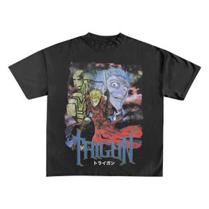 Maglietta unisex oversize squadrata stile retrò anime anni '90 di Trigun