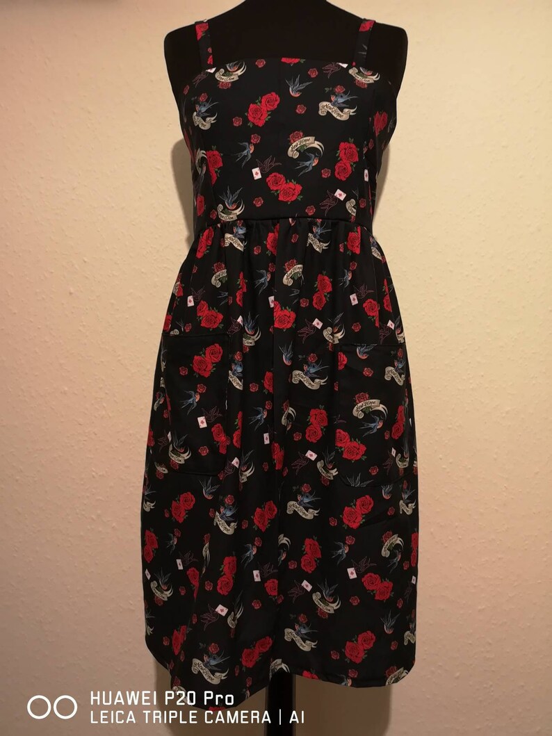 Swallow print horror summer holiday dress sundress festival Gothic custom made to order