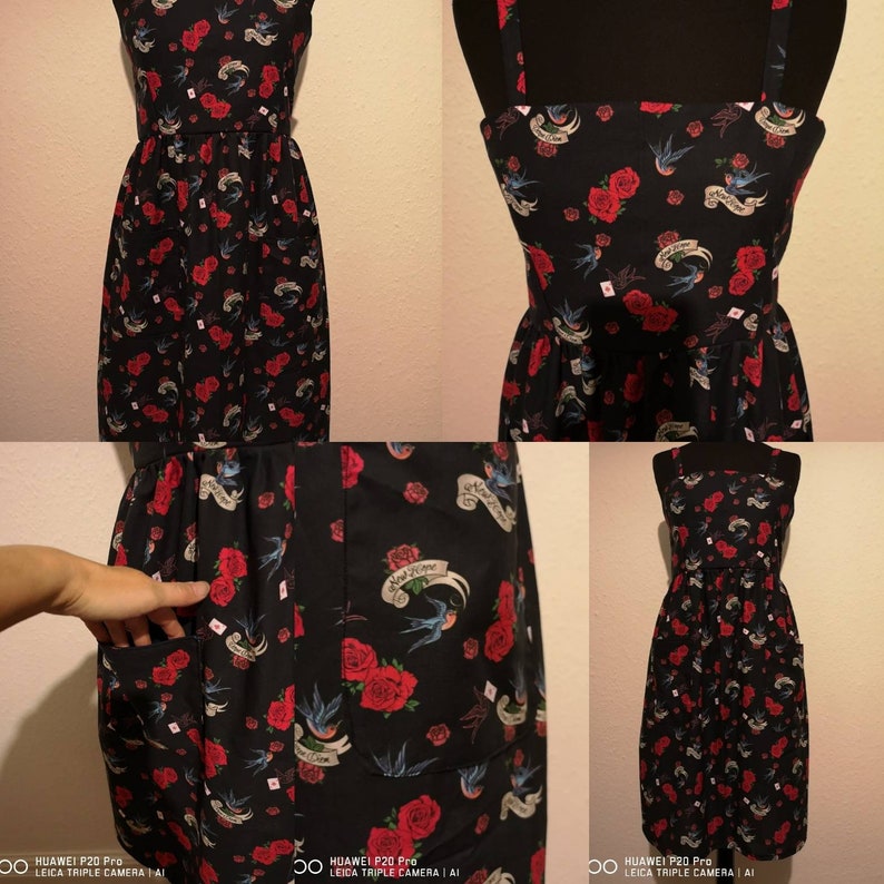 Swallow print horror summer holiday dress sundress festival Gothic custom made to order