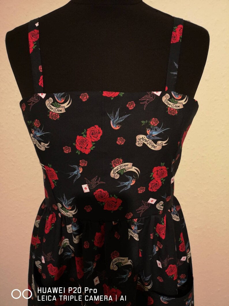 Swallow print horror summer holiday dress sundress festival Gothic custom made to order