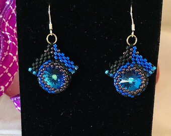 Peacock Bead woven earrings