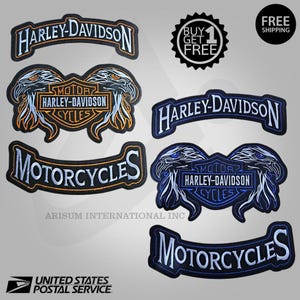 Harley Davidson Double Eagles Stickerei Aufnäher Set: Biker Jacke Weste zum Aufbügeln