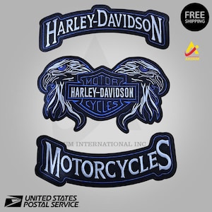 Blue Double Eagle Harley Davidson Patch - Iron On/Sew On - 3 PCS
