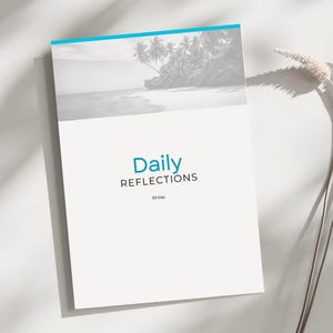 Diario de reflexión diaria de Blue Tropical Island: 30 días, tamaño carta A4, ARCHIVO DIGITAL IMPRIMIBLE