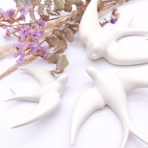 Elegantes Golondrinas BLANCO MATE– Decoración de Pared Simbolo de Naturaleza, Protección, Amor y Felicidad en el Hogar&Familia. Idéal Regalo