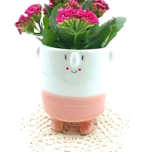 Mrs.Pinky. Lustiger Keramiktopf, handgemacht einzigartig. Perfekt für Sukkulenten, Kakteen & Blumen. Geschenk für Pflanzenfans