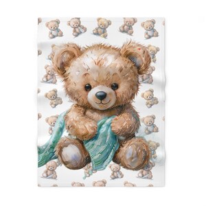 Baby Bear Fleece Blanket, Soft Baby Blanket, Nursery Decor, Baby Shower Gift, Gender Neutral, Newborn Blanket, Baby Bedding, newborn gift