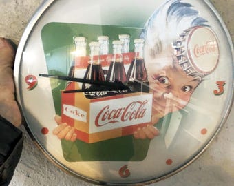 Vintage Coca-Cola wall clock, Coca-Cola icon, advertising, vintage furniture, Coca-Cola illustration, vintage Coca-Cola bottles