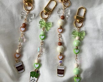 Coffee/ Matcha boba tea keychain. Bag key chain. Coffee key chain, Matcha key chain.
