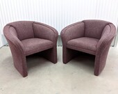 1980s Modern Sculptural Barrel Back Club Chairs