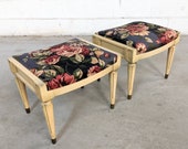 Pair of French Louis XV Neoclassical Footed Ottomans