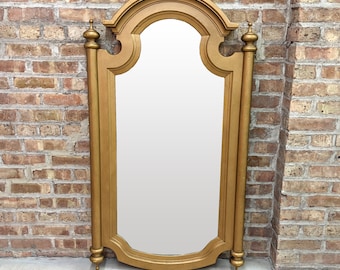 Hollywood Regency Gold Keyhole Mirror With Columns by Drexel