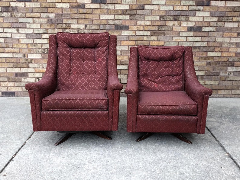 Mid Century Modern Swivel Rocker Chairs with Ottoman | Etsy