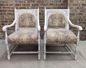 Antique Carved Oak Wainscot Arm Chairs SHIPPING NOT FREE Email with Zip Code for Shipping Quote