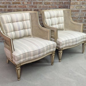 2 French Louis XVI Cane Wing Chairs- Email with zip code for a shipping quote