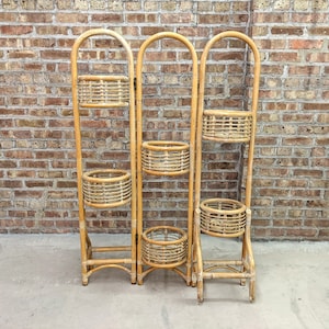 RESERVED LISTING for fitzgeraldjane until 4/5/24  1970's Boho Chic Distressed Rattan Folding Plant Stand Room Divider