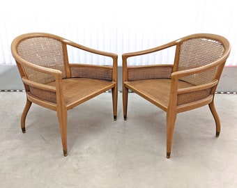 1950's Edward Wormley Style Cane Chairs for Restoration, a Pair