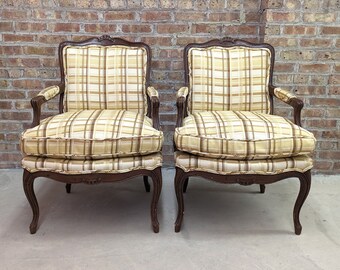 French Country Fauteuils Arm Chairs by Schoonbeck for Henredon - Set of 2