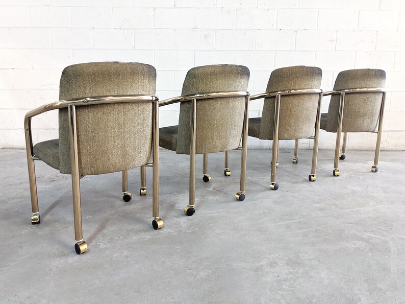 Set of 4 Modern Brass Barrel Dining Chairs Etsy