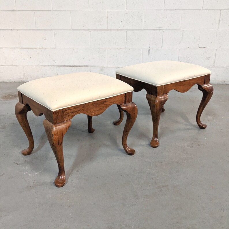 Pair Of Thomasville Traditional Upholstered Ottomans