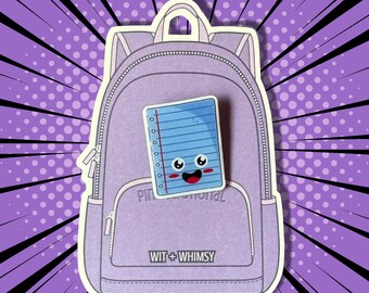Smiling Notebook Pin: Handmade Kawaii School Accessory