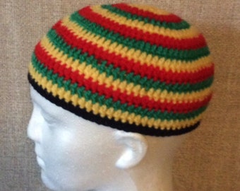 10 Mens Rasta hats Crochet beanie Reggae skull cap, Knitted Jamaican style, Rastafarian Gift Groom,Suit Bachelor Stag party Family vacation.