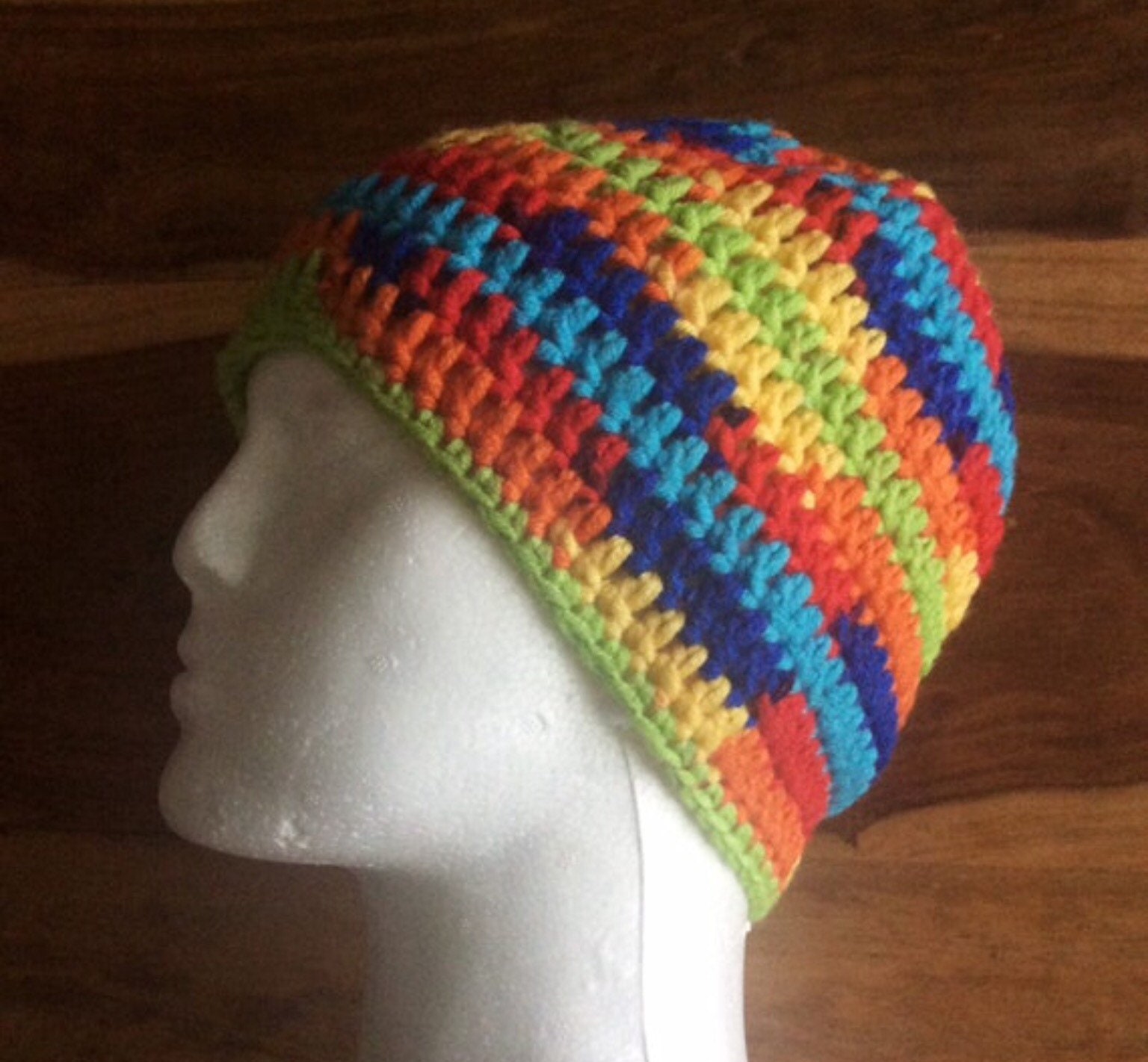Mens Knitted Beanie Hats Retro Tie Dye 