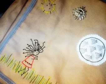 EMBROIDERED MESSENGER BAG Wearable Art Medusa Girl Theme