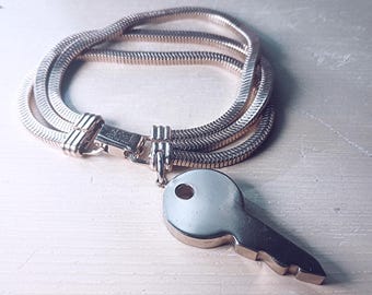 CORO SCHLÜSSELARMBAND Vintage Schlangenkette Strang mit Anhänger
