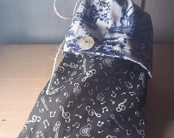 WEICHE BRILLEN-ETUI Kordelzug Besticktes Toile-Design / Musikdruck