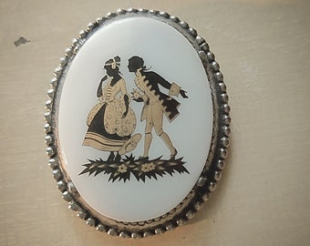 VINTAGE BROOCH PENDANT Edwardian Couple