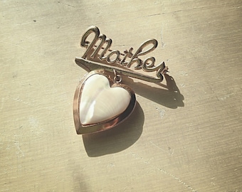 VINTAGE HEART LOCKET Brooch Mother