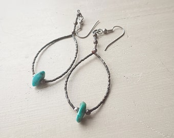 Türkis und SILBER OHRRINGE Dangle Style Vintage