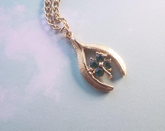 WISHBONE KLEEBLATT ANHÄNGER Halskette Vintage