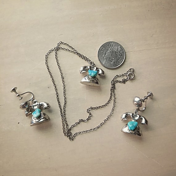 VINTAGE TELEPHONE NECKLACE & Earrings Set - image 9